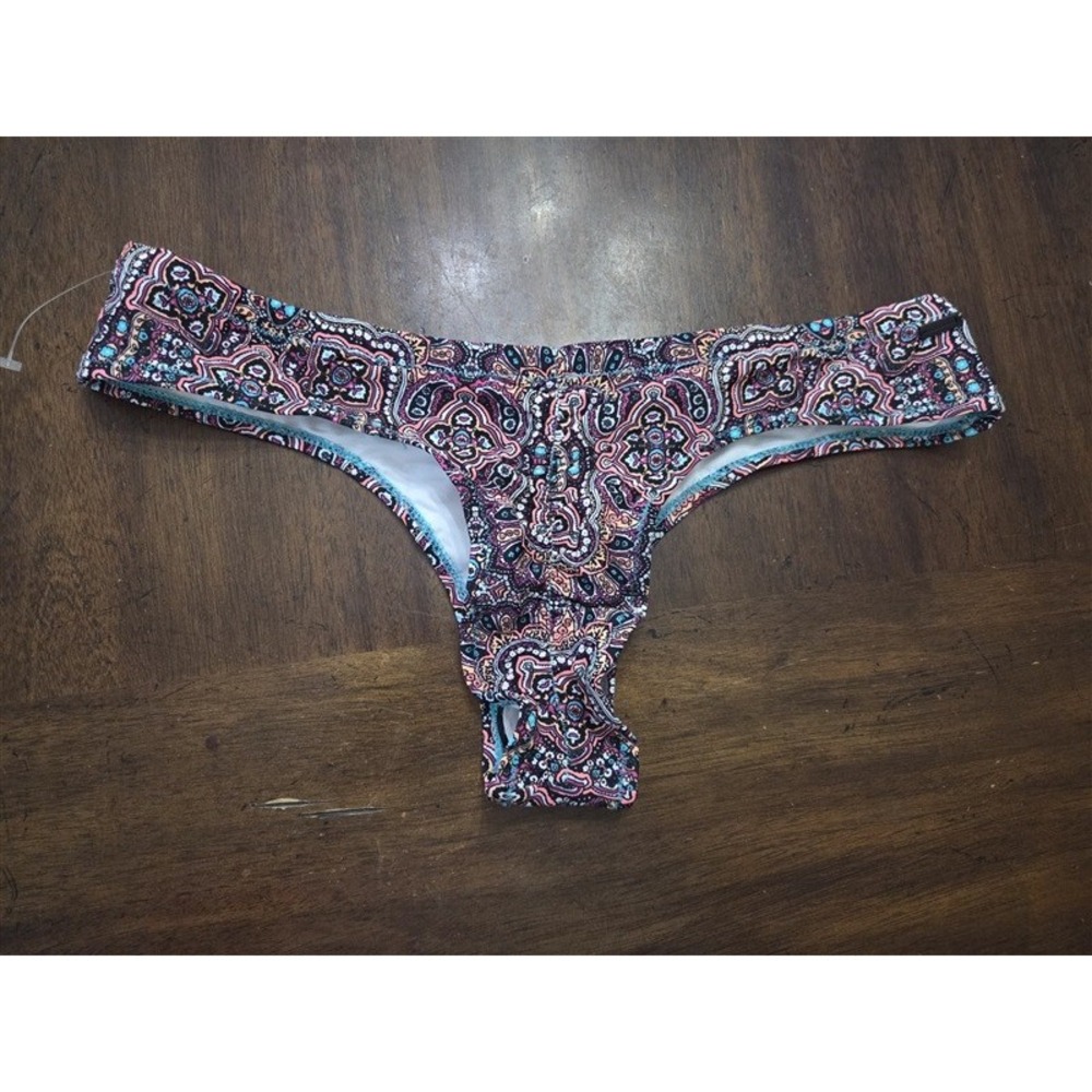 NWOT Volcom XL Medallion Pink & Yellow Cheeky Bikini Swim Bottoms 131856 - Picture 2 of 2